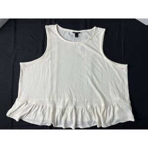 Torrid White Knit High Neck Ruffle Sleeveless Crop Top Plus Size 0